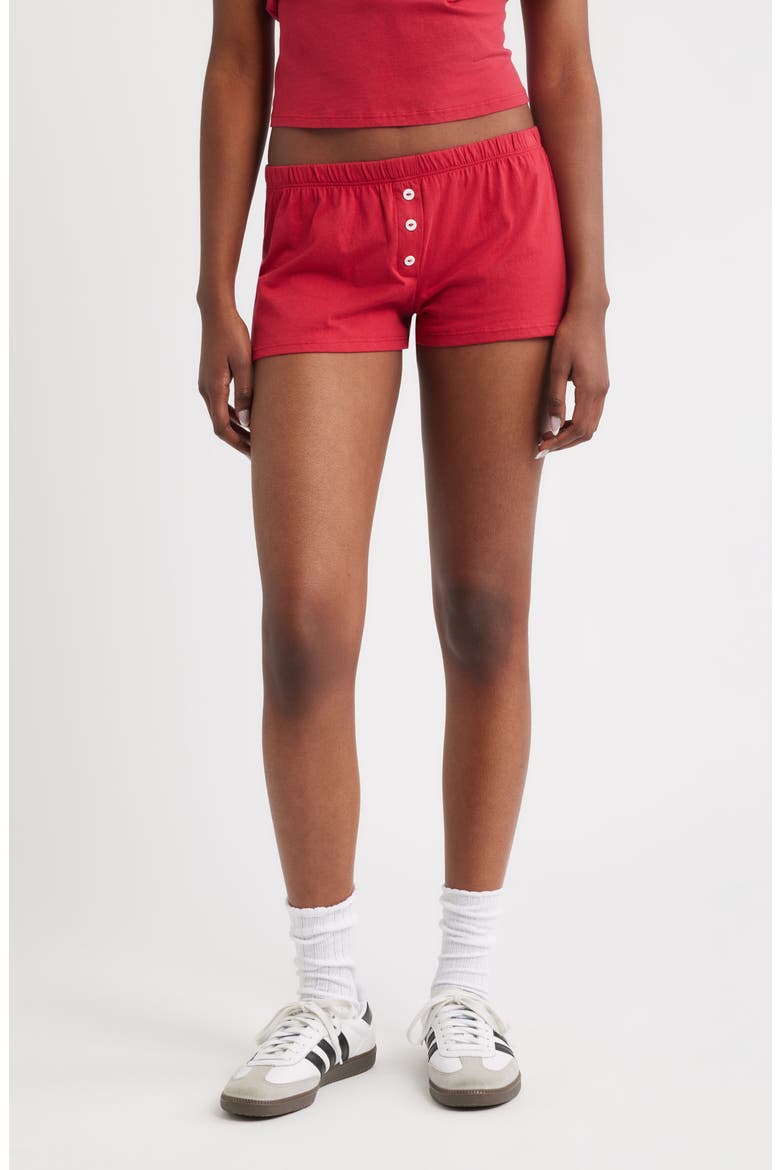 The Lucky Button Shorts, Main, color, RED