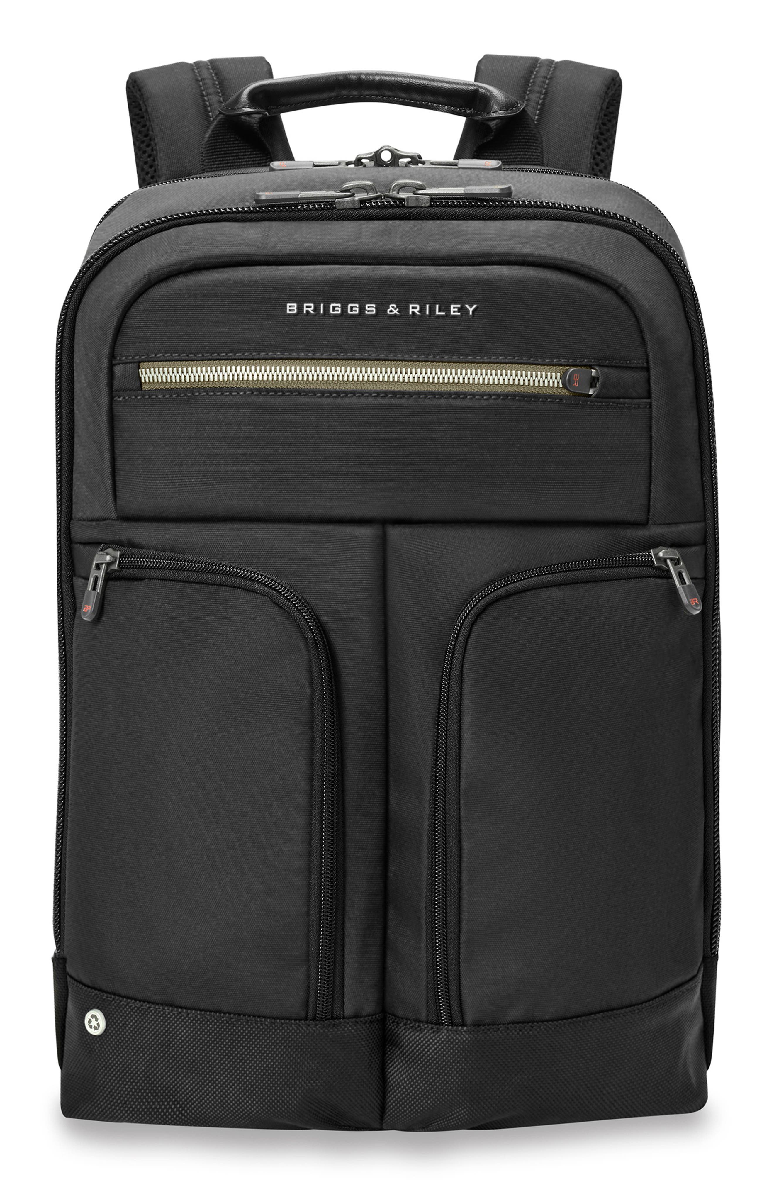 Briggs & Riley HTA Slim Expandable Backpack, Main, color, Black