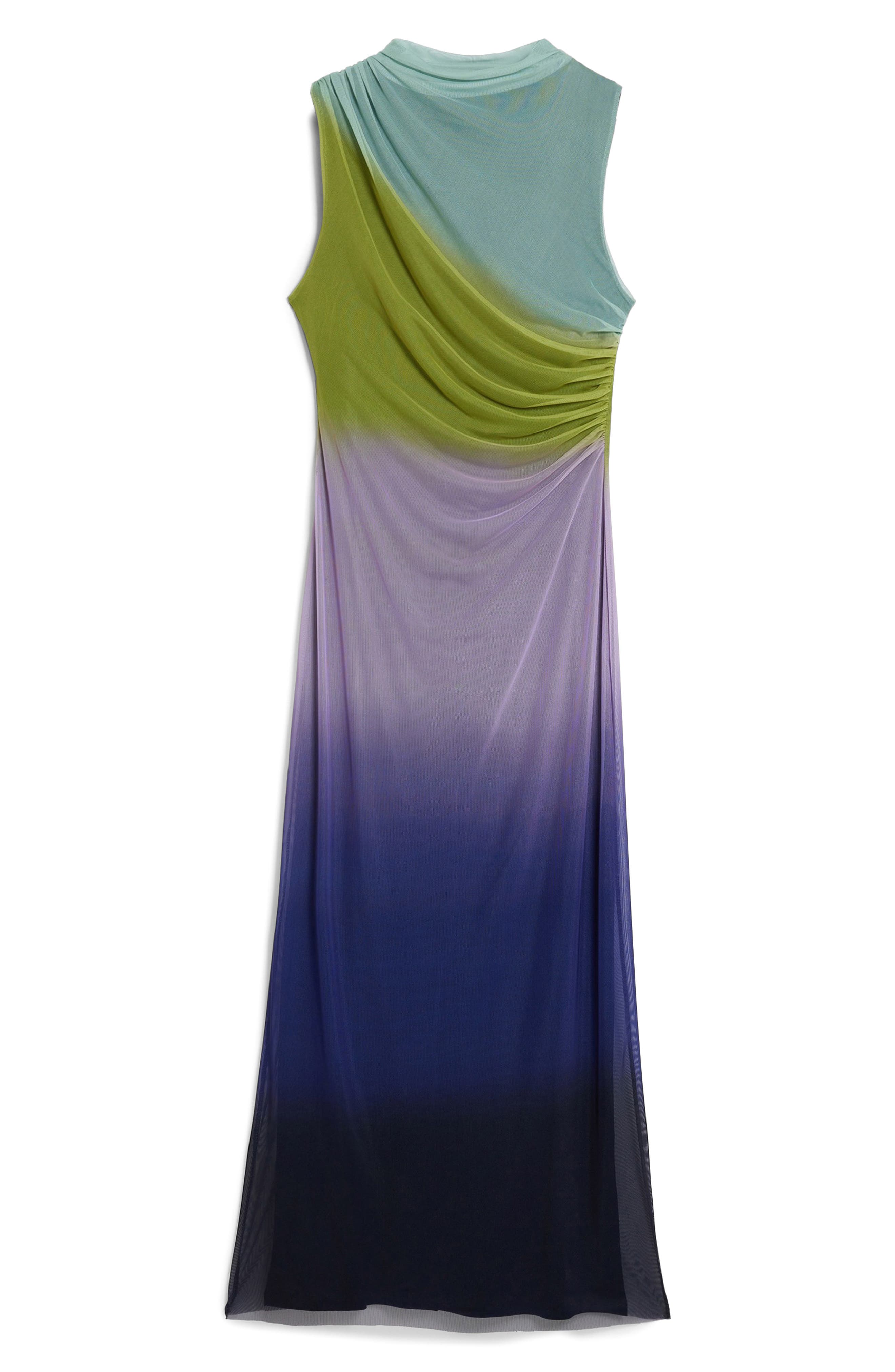 marble sleeveless ruched maxi dress Suboo Marble Cut Out Sleeveless Ruched Maxi Dress Blue Size 8