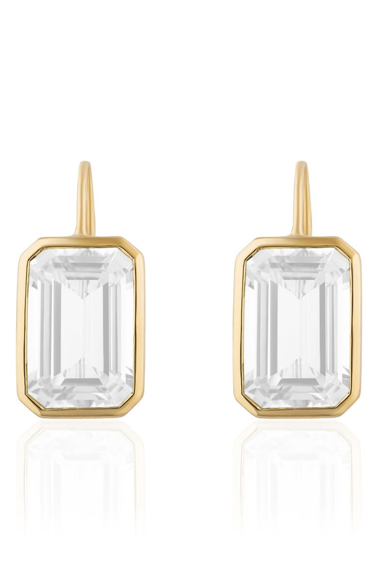 GOSHWARA Gossip Emerald Cut Drop Earrings, Main, color, White
