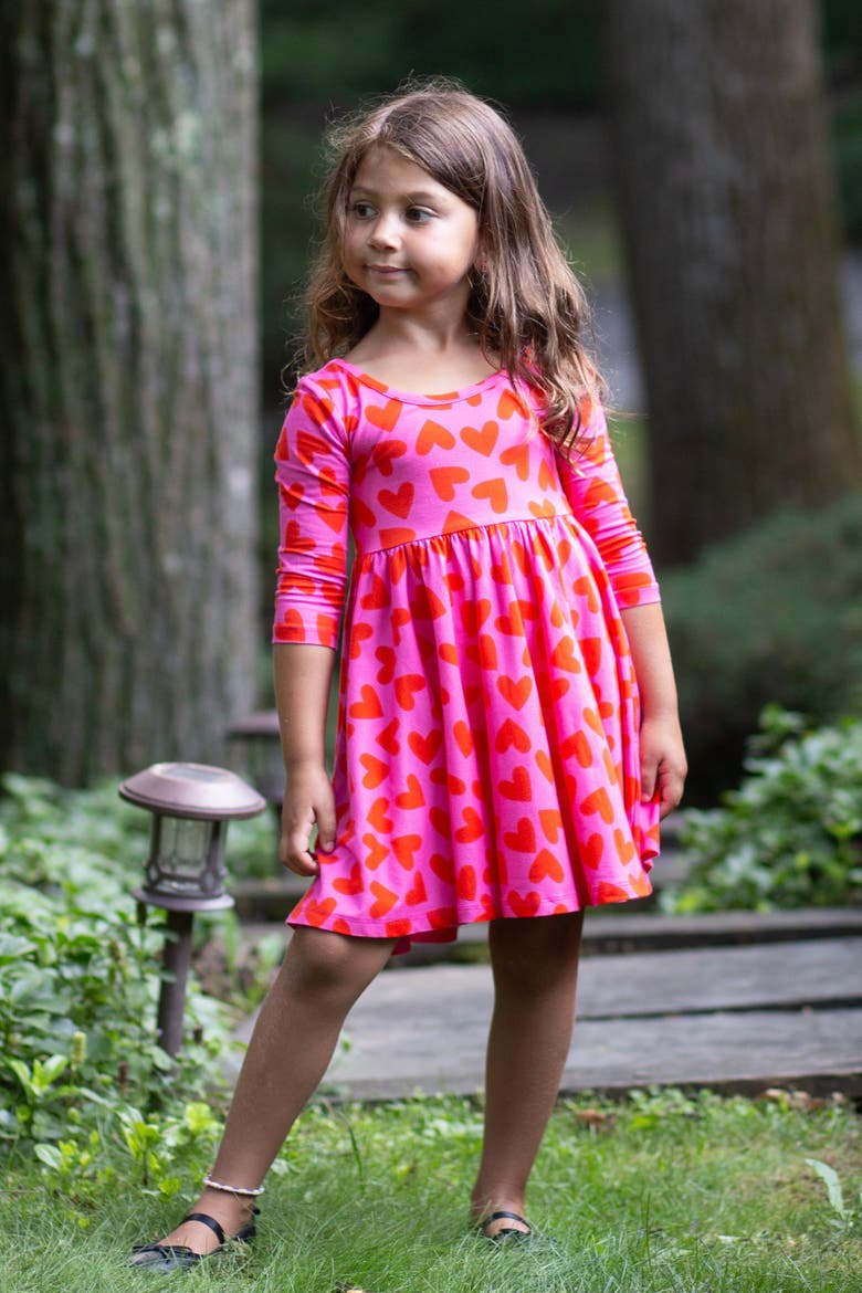 Girls Printed Twirly Dress, Alternate, color, Hearts