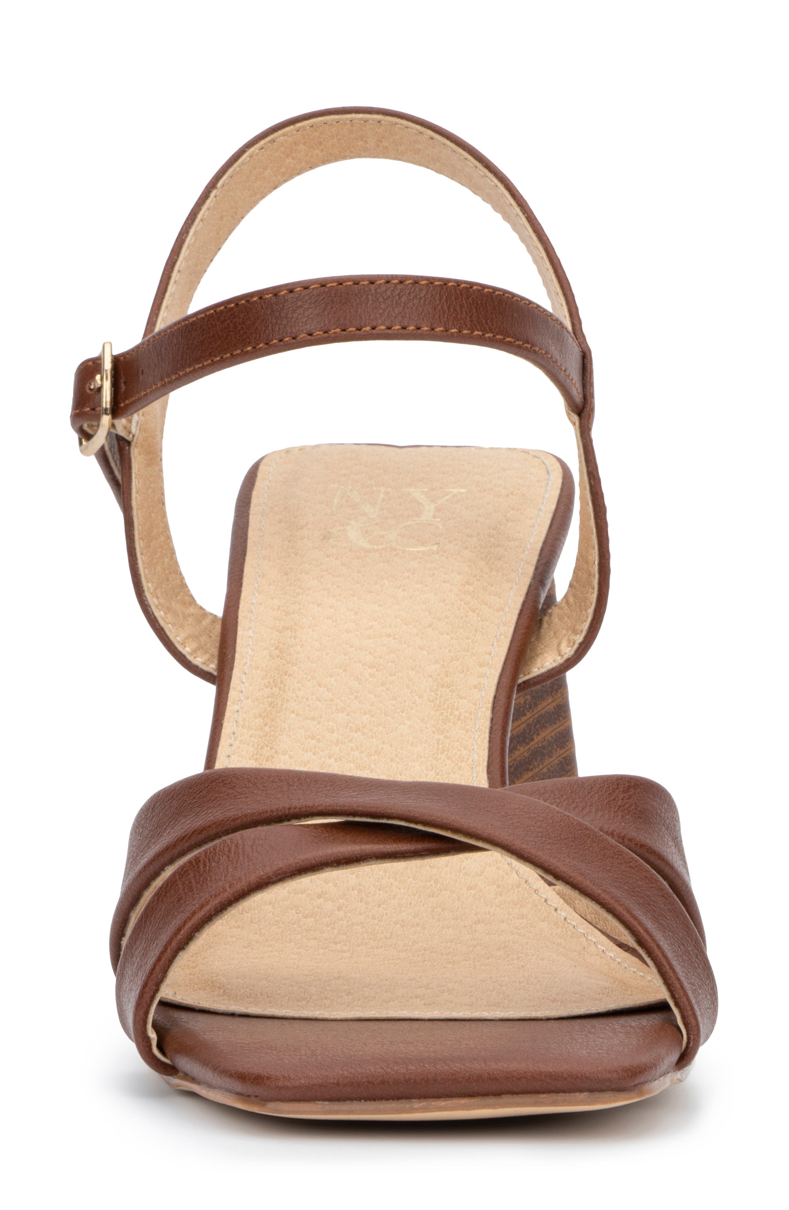 NEW YORK AND COMPANY Kathie Heeled Sandal, Alternate, color, Cognac