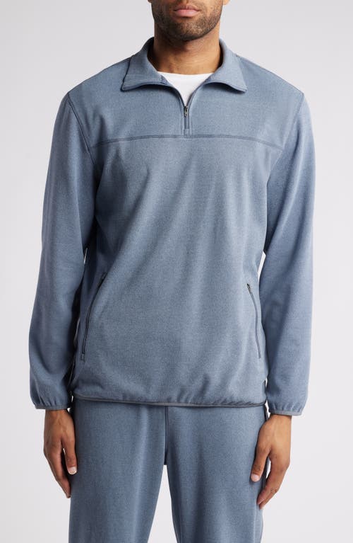 Daniel Buchler Piqué Knit Quarter Zip Lounge Top in Blue Flats 