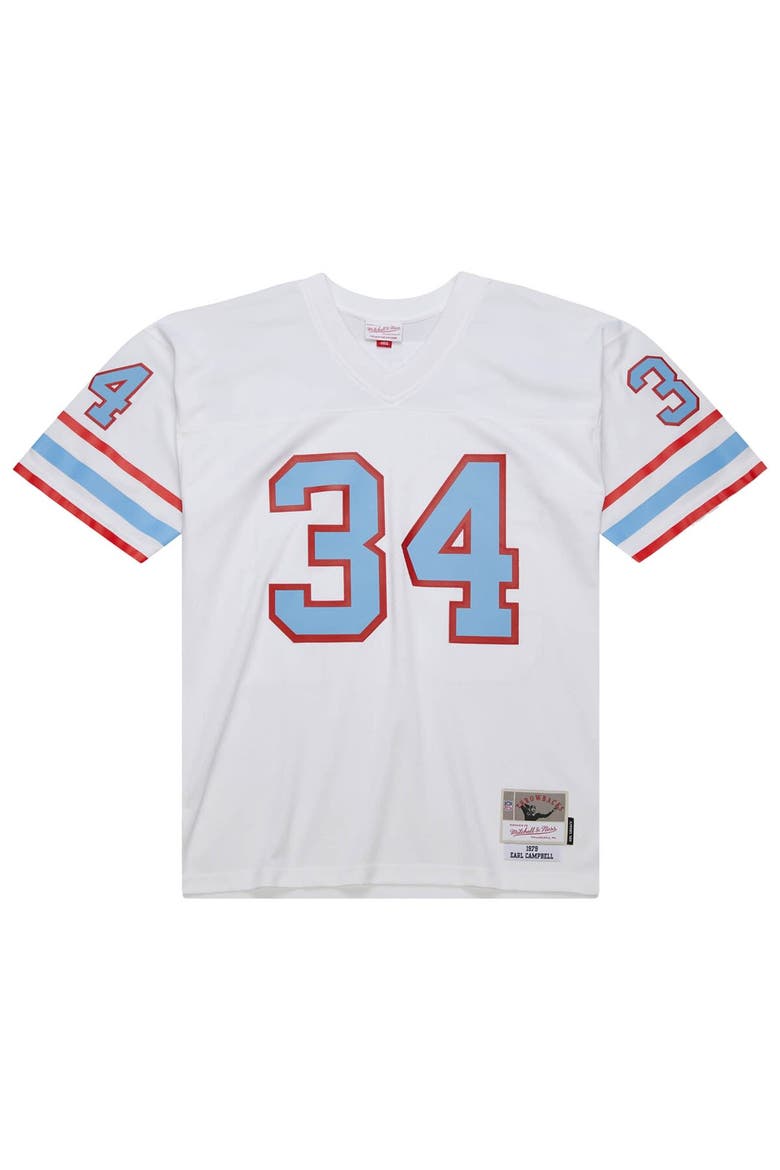 Men's Mitchell & Ness Earl Campbell White Houston Oilers 1979 Legacy Replica Jersey, Alternate, color, White