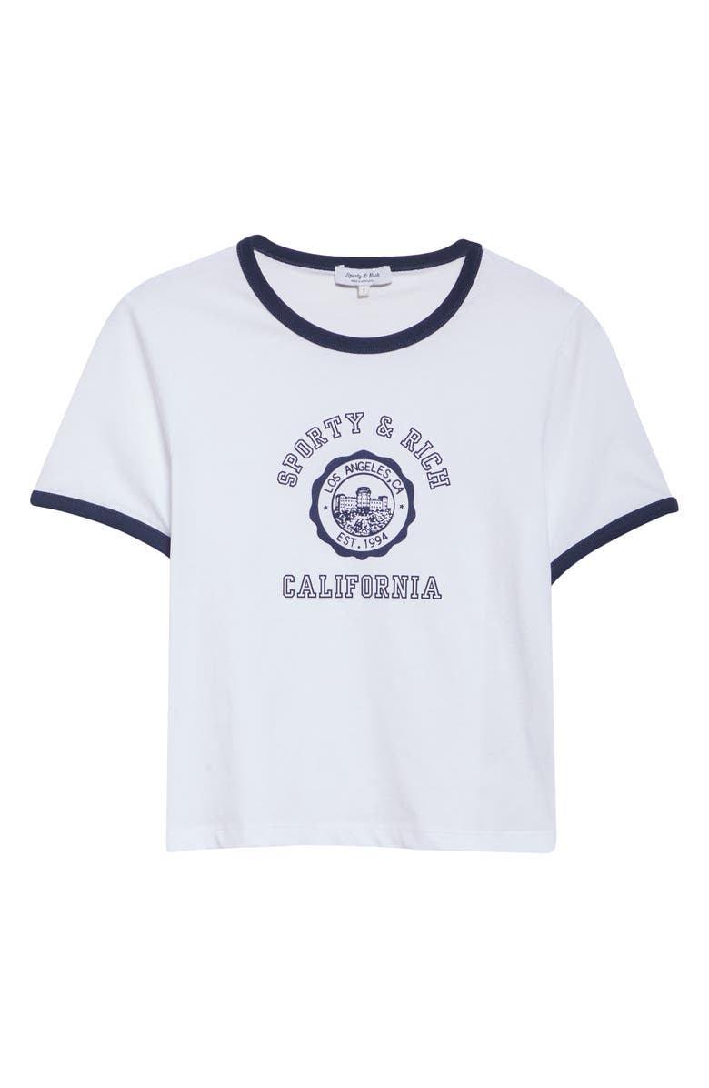 Sporty & Rich California Emblem Graphic Ringer T-Shirt, Alternate, color, Open White