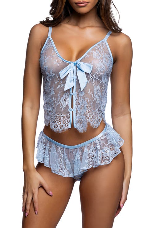 Sheer Lace Camisole & Thong Set