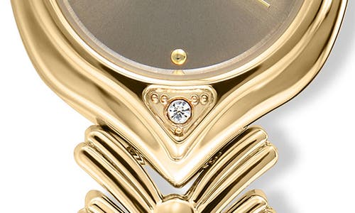 Ettika Round Case Chevron Strap Watch In Gold