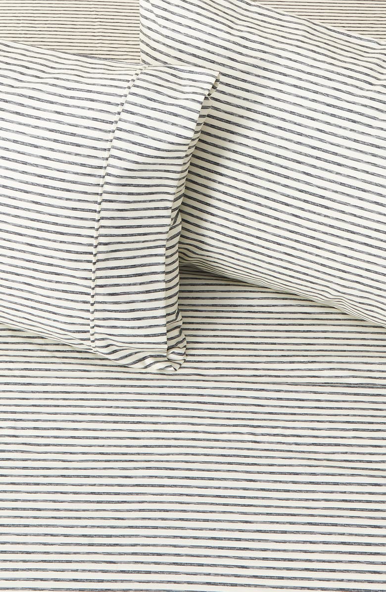 Woven & Weft Stripe Microfiber Sheet Set, Alternate, color, Dark Grey