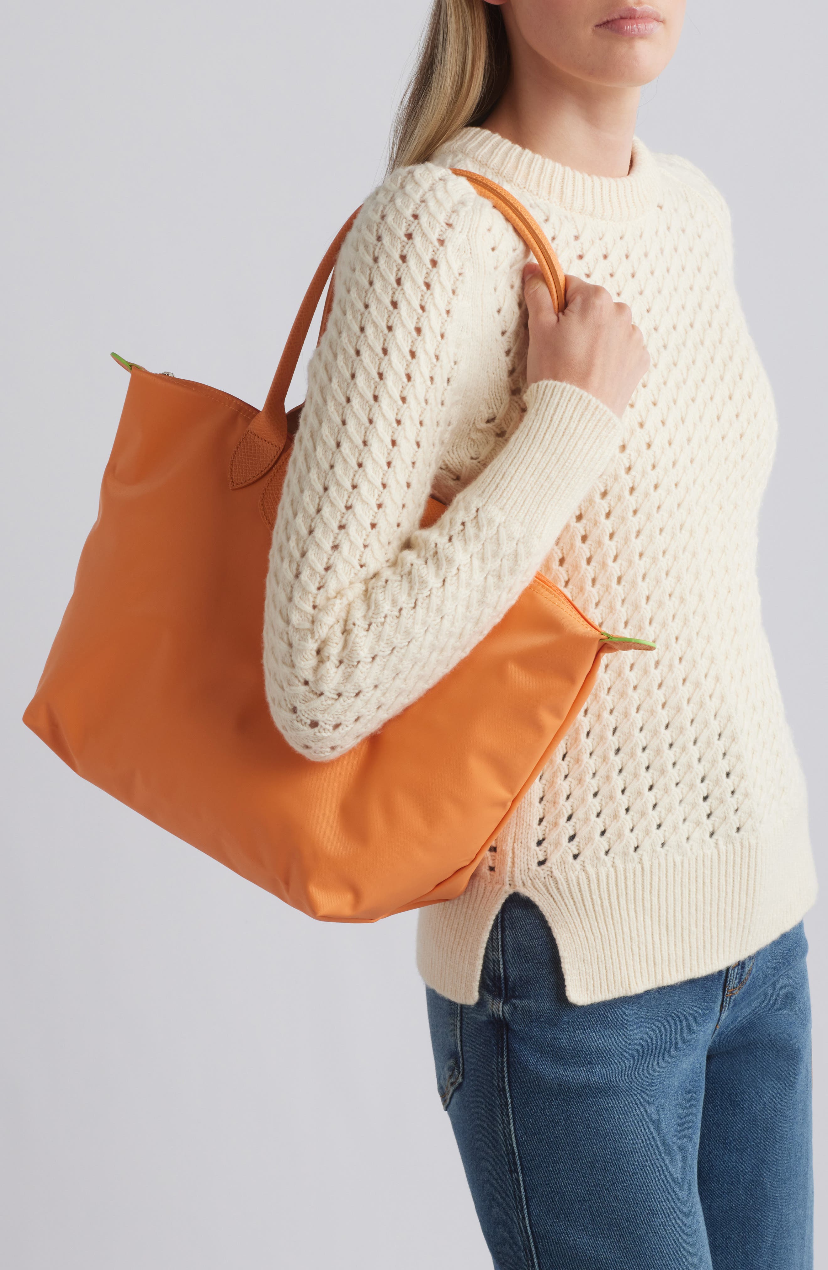 Longchamp Medium Le Pliage Recycled Canvas Shoulder Tote Bag, Alternate, color, Orange