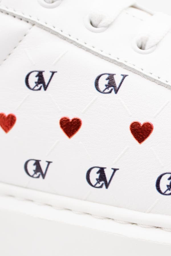 Love Yourself Leather Sneakers, Alternate, color, Navy / White / Red
