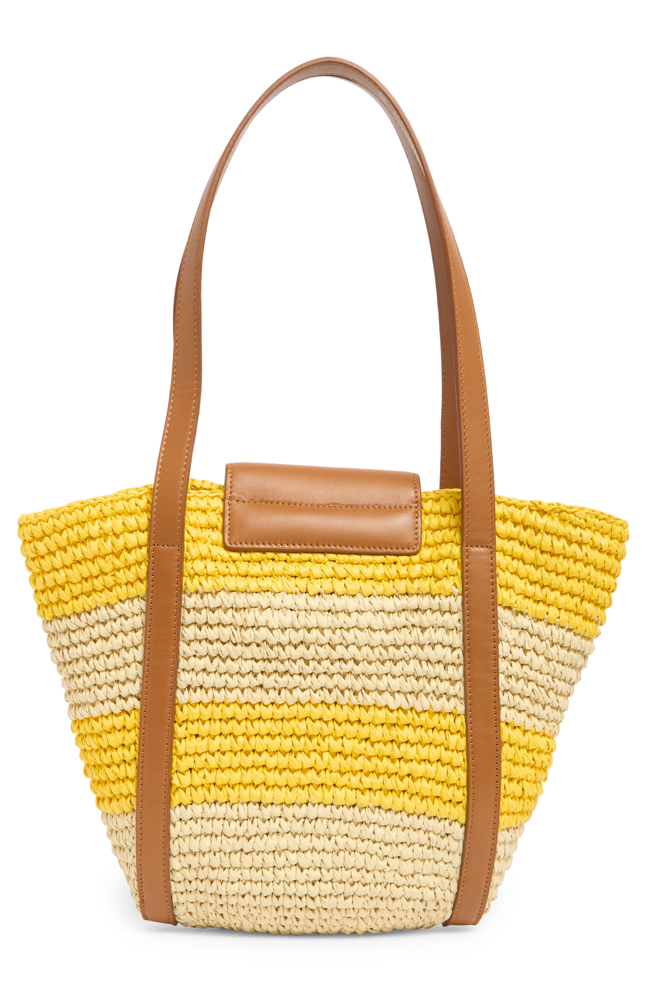Marni Small Trunkaroo Stripe Woven Tote, Alternate, color, Yellow