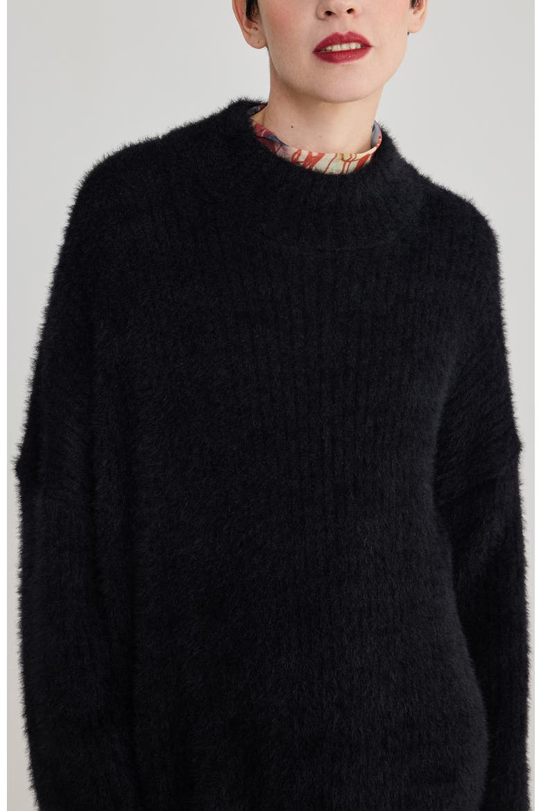 Capucine Shaggy Knit Dress, Alternate, color, Black