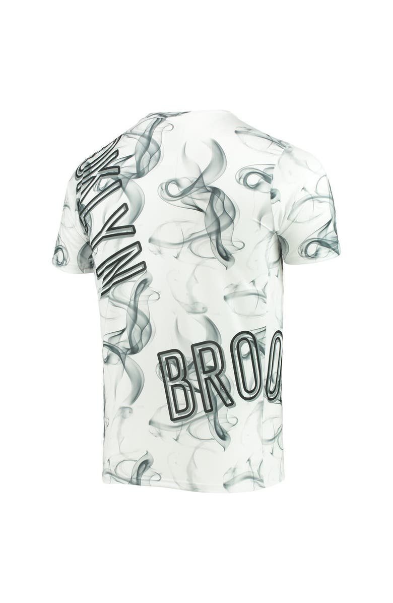 FISLL Men's FISLL White/Black Brooklyn Nets Asymmetric Bold Smoke T-Shirt, Alternate, color, White