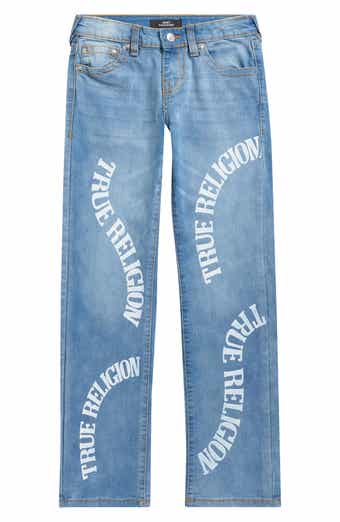 True Religion Kids' Ricky Repair Logo Straight Leg Jeans