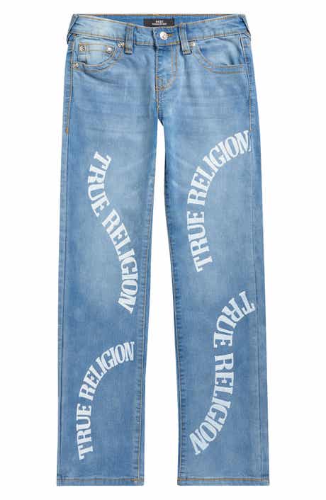 True Religion Kids' Ricky Repair Logo Straight Leg Jeans