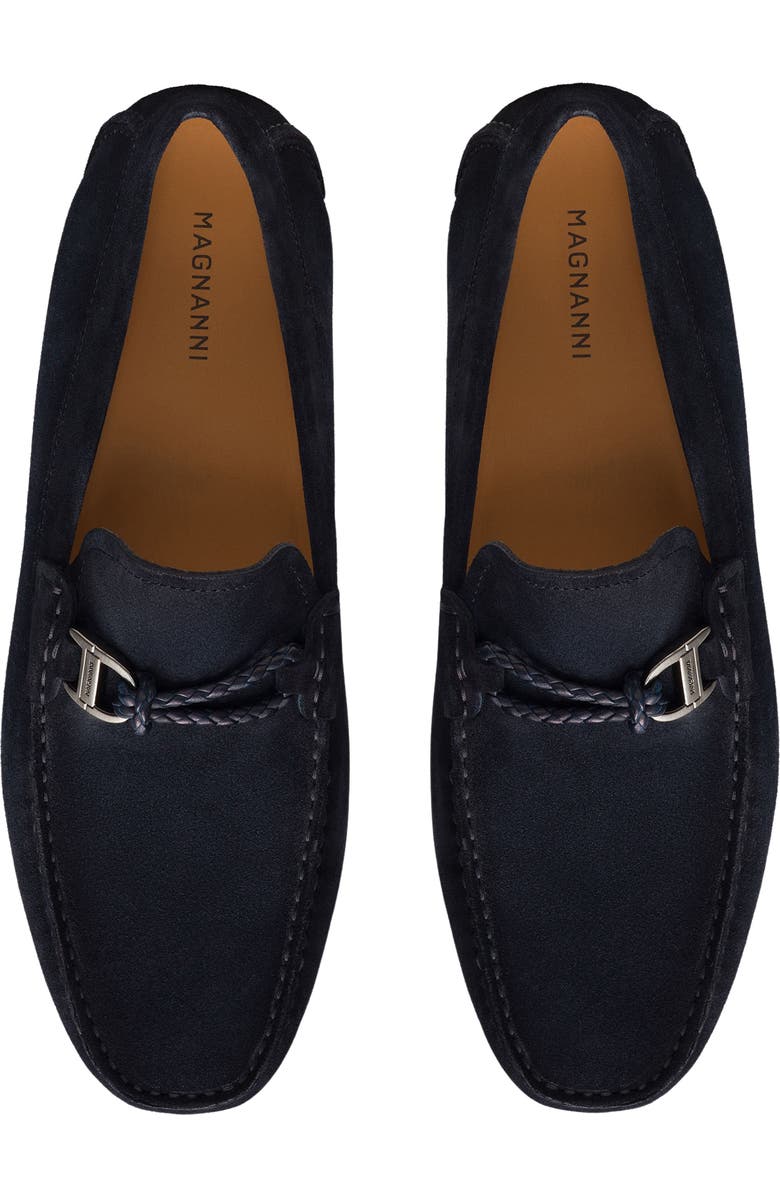 Magnanni Monterey Braid Bit Loafer, Alternate, color, Navy Suede