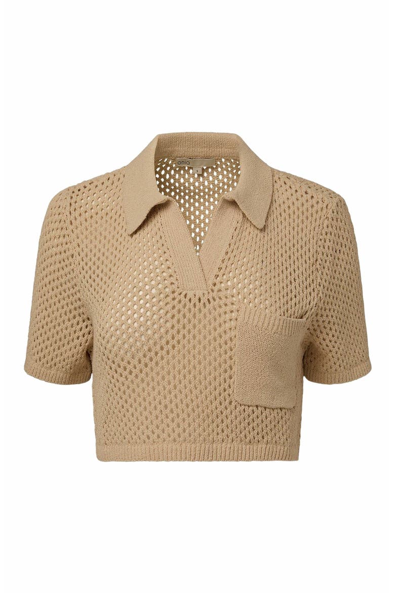 Knit Crochet Cropped Short Sleeve Polo (Women) | Nordstrom