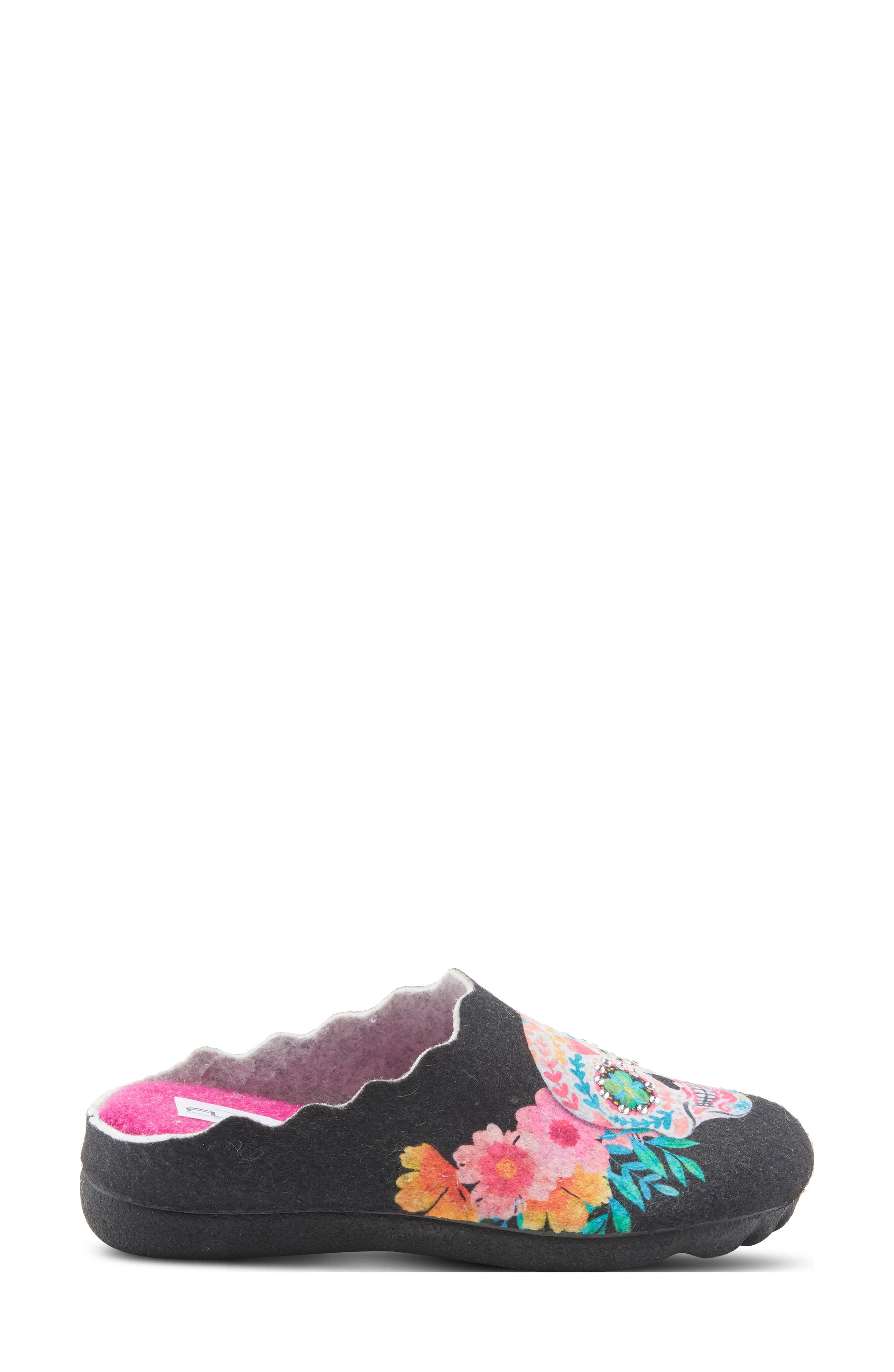 Flexus by Spring Step Sugar Skull Wool Mismatched Slippers, Alternate, color, 
