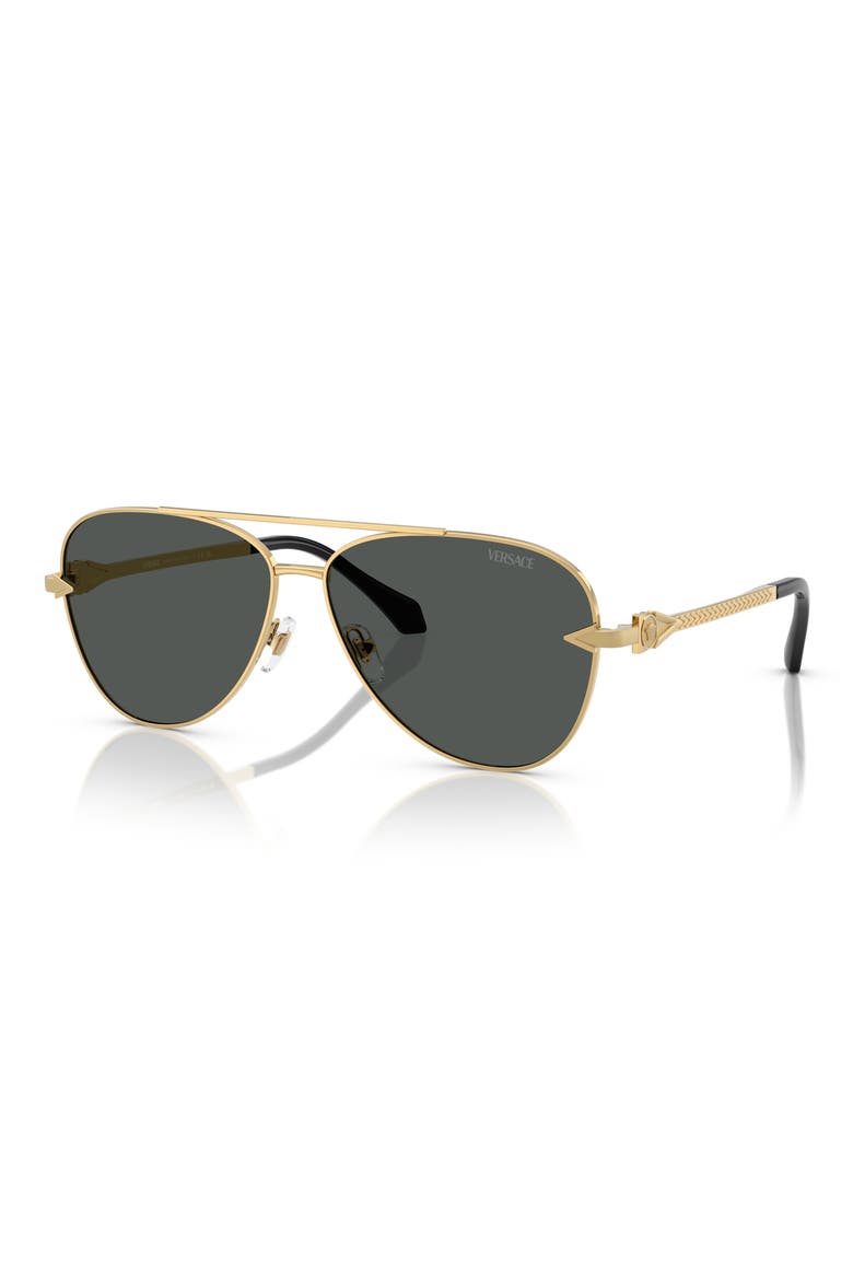 61mm Pilot Sunglasses, Alternate, color, GOLD / DARK GREY