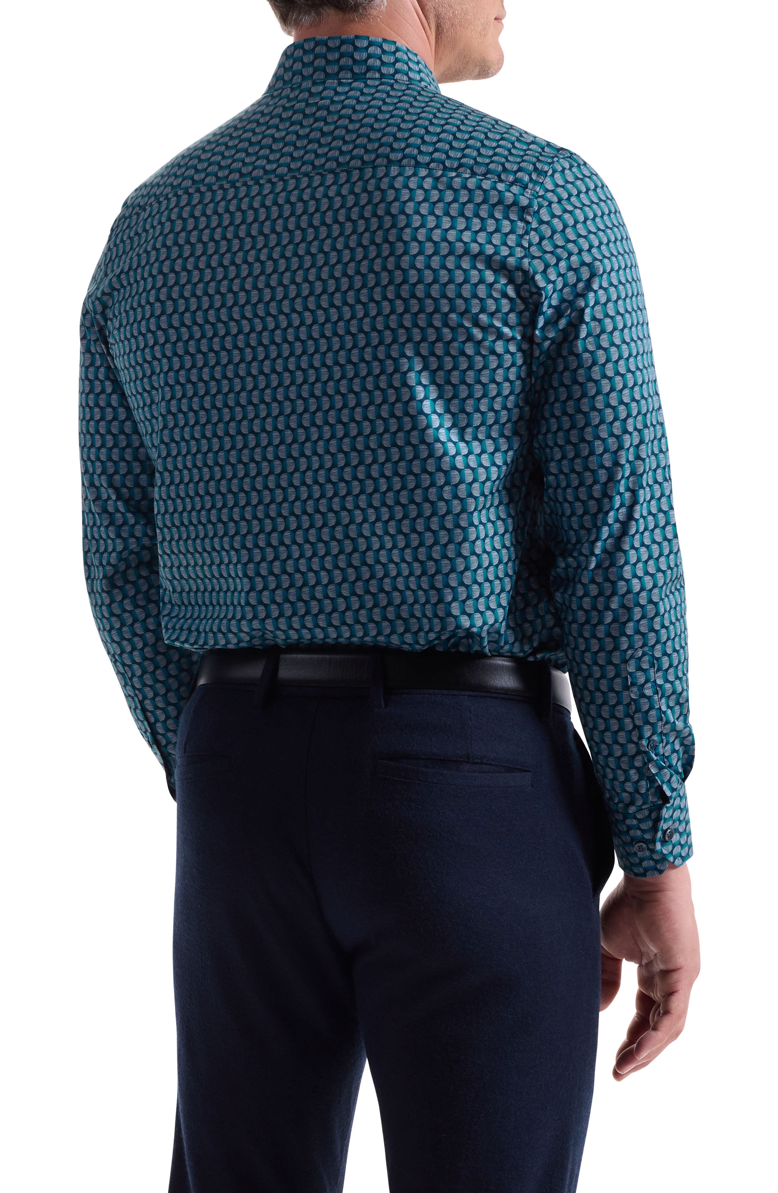 Julian Shaped Fit Geo Print Button-Up Shirt - image 2
