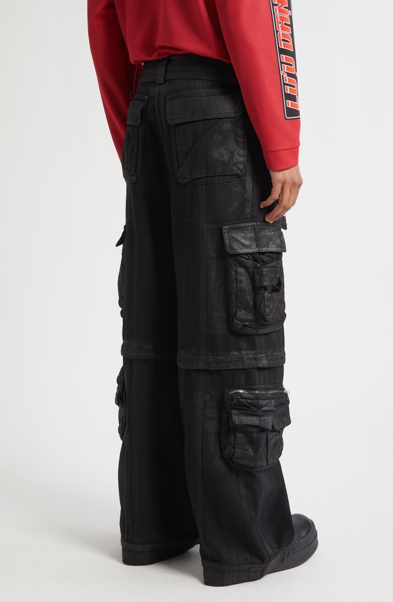 LU'U DAN Convertible Belted Cargo Jeans, Alternate, color, Coated Black