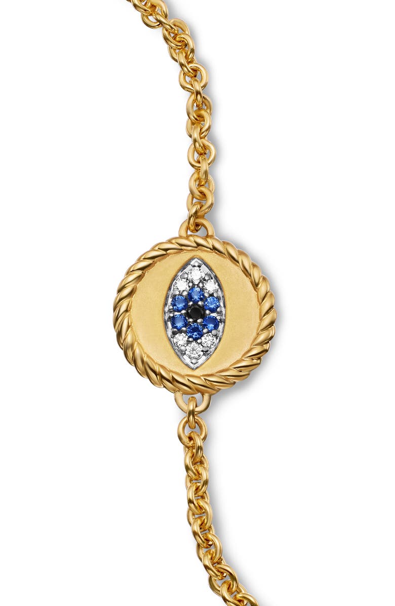 David Yurman Cable Collectibles Diamond & Sapphire Evil Eye Bracelet, Alternate, color, Blue Sapphire/ Diamond