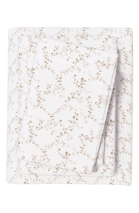 Winter Floral 4-Piece Flannel Bed Sheet Set