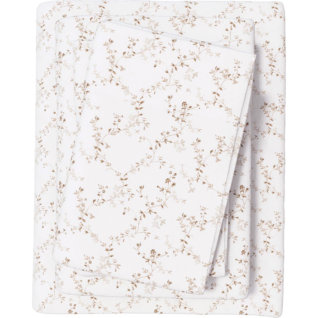 Woven & Weft Winter Floral 4-piece Flannel Bed Sheet Set In White