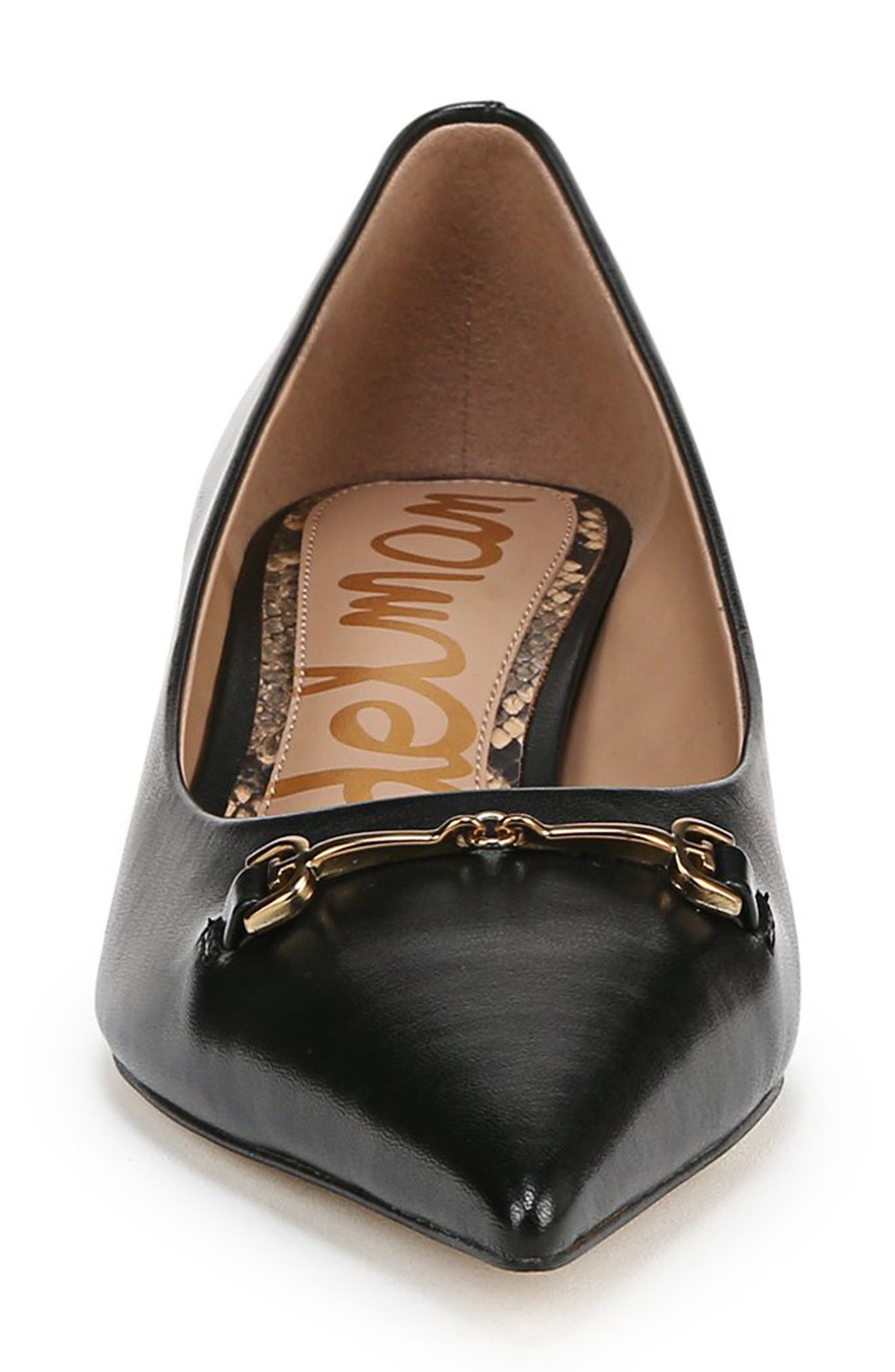 Sam Edelman Kaya Pointed Toe Kitten Heel Pump, Alternate, color, Black Leather