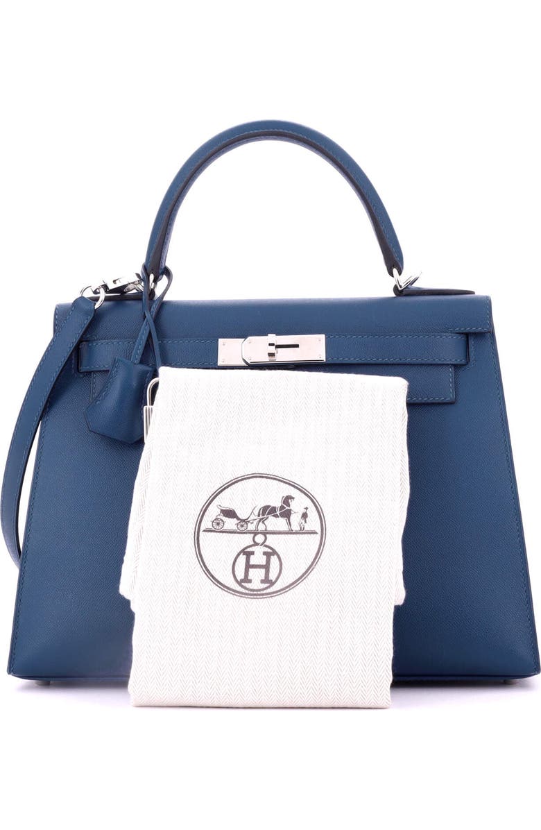 Pre-Owned Hermes Kelly Handbag Blue Madame with Palladium Hardware 28, Alternate, color, Deep Blue