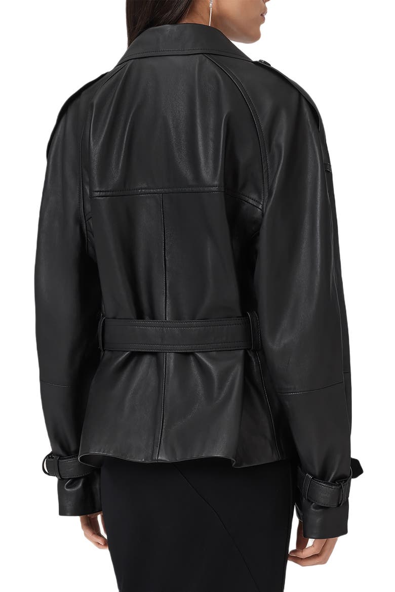 Reed Leather Trench Jacket, Alternate, color, BLACK