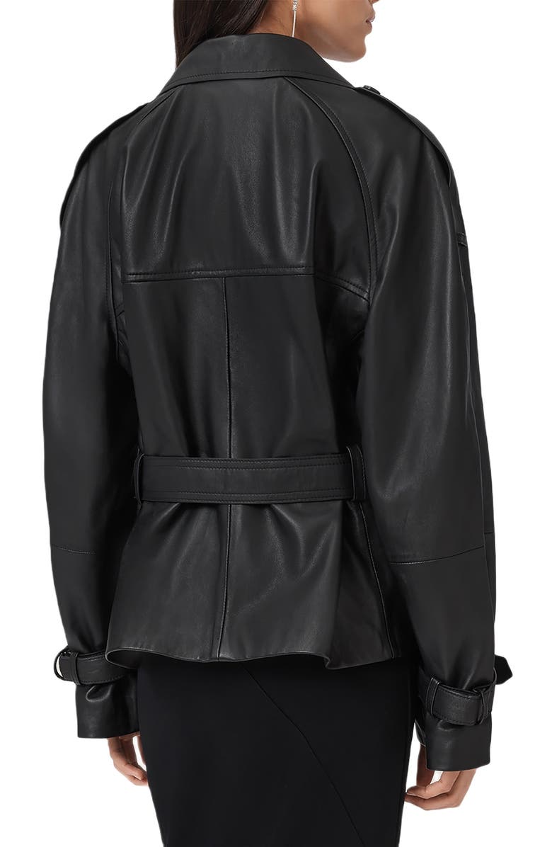 AllSaints Reed Leather Trench Jacket, Alternate, color, Black