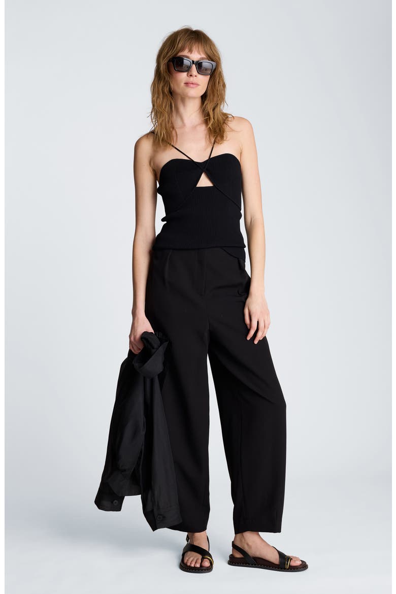 Pleat Tapered Leg Pants, Alternate, color, BLACK