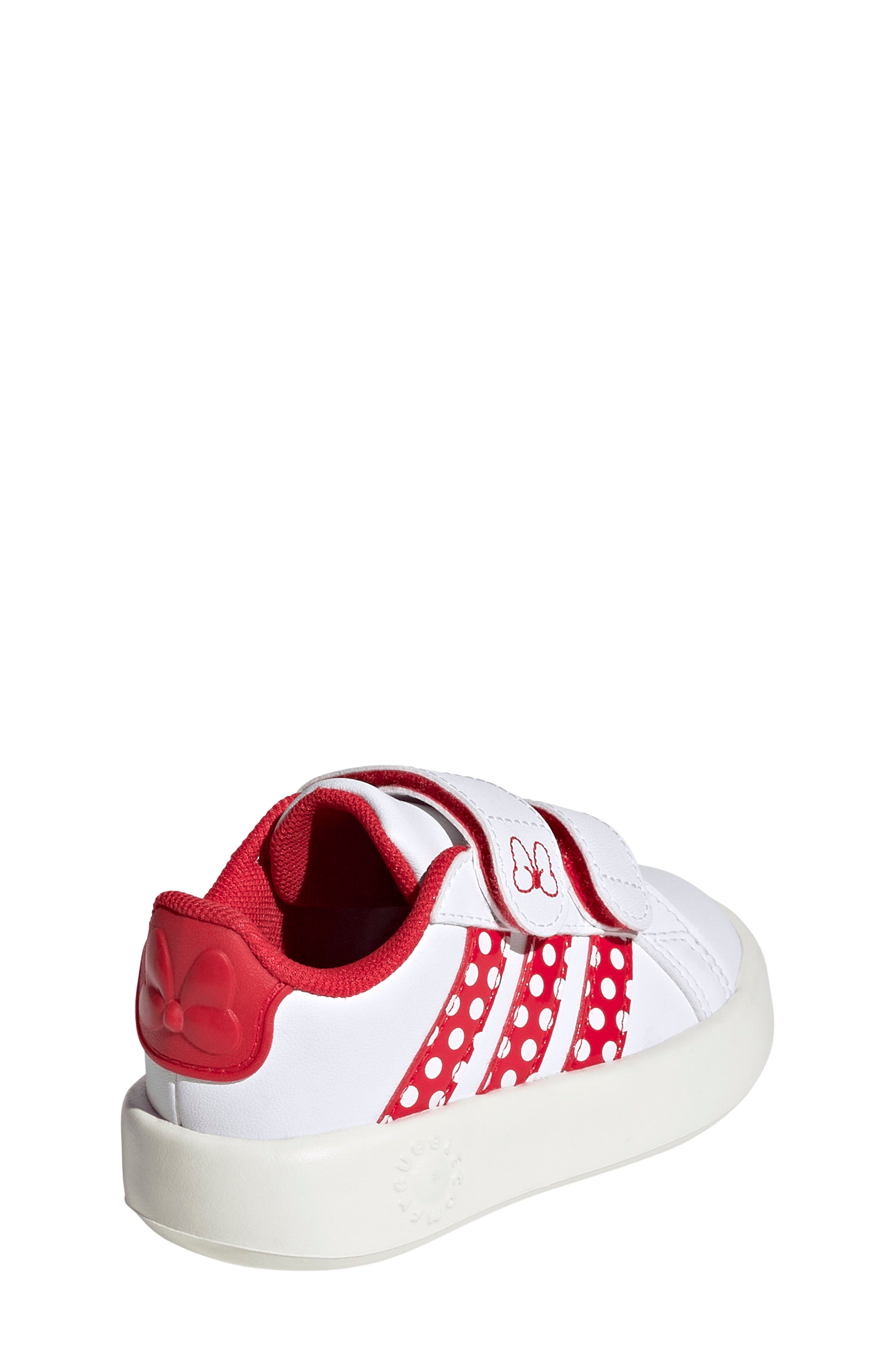 Kids' Grand Court Minnie Sneaker, Alternate, color, WHITE/ PURE RUBY/ OFF WHITE