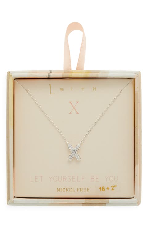 Cubic Zirconia Initial Pendant Necklace