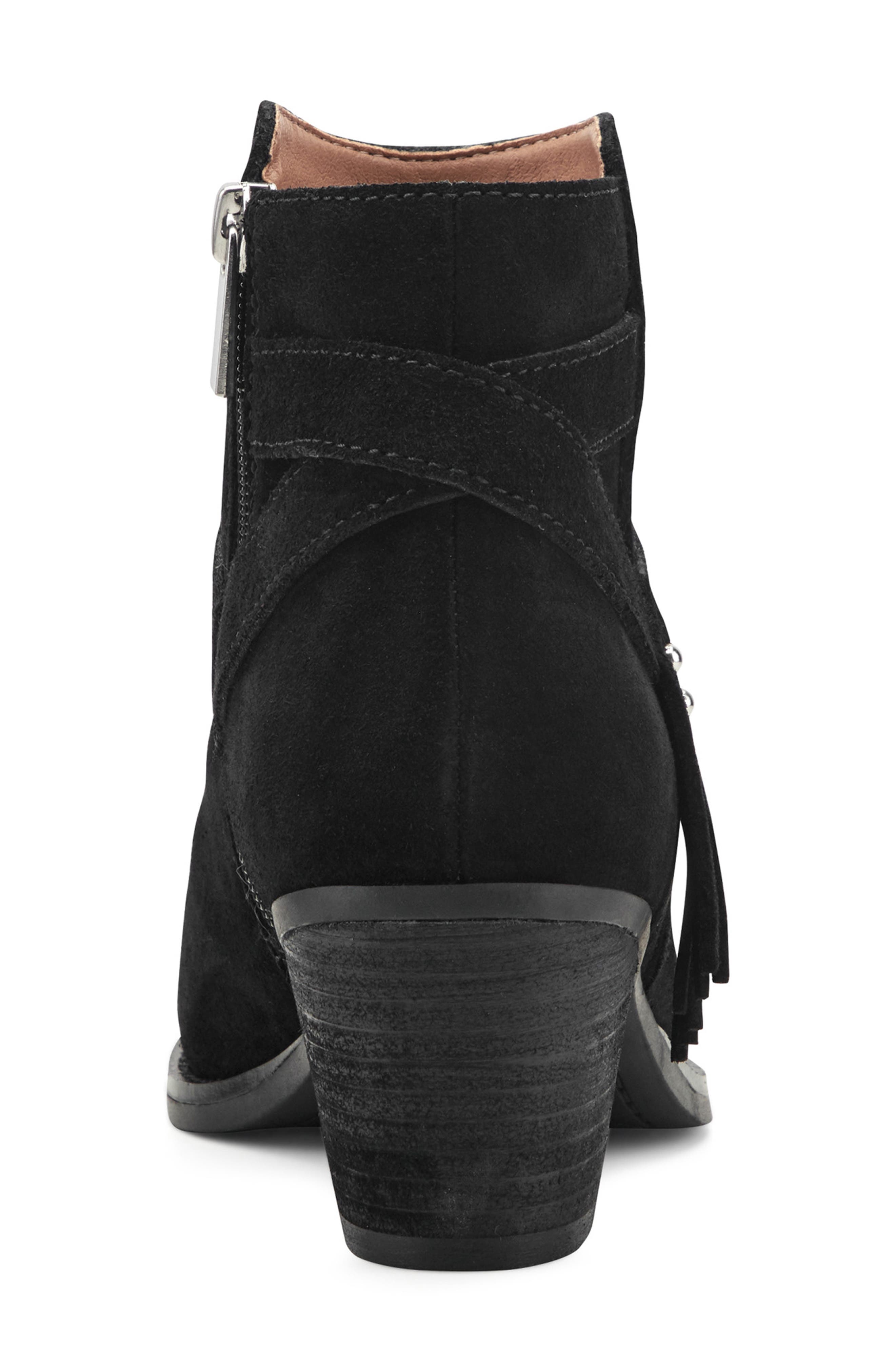 Corbin Fringe Strap Ankle Bootie, Alternate, color, BLACK