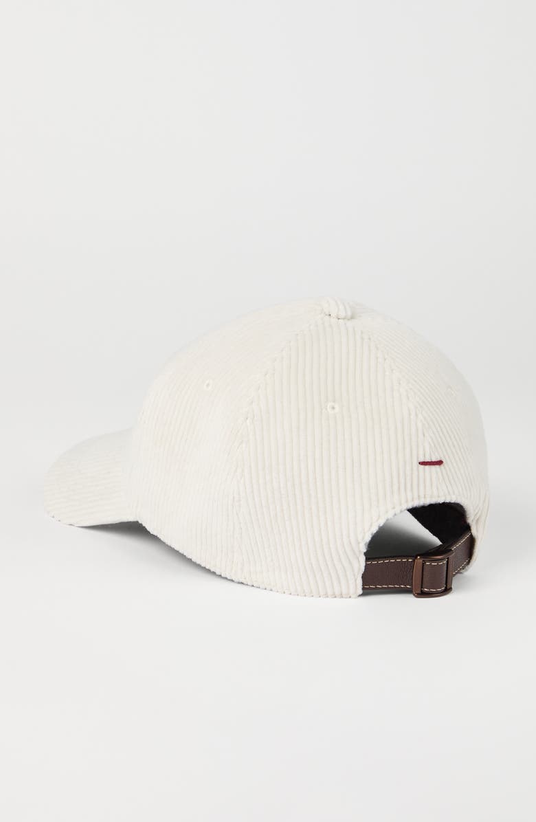 Brunello Cucinelli Comfort cotton and cashmere corduroy baseball cap with embroidered logo, Alternate, color, 