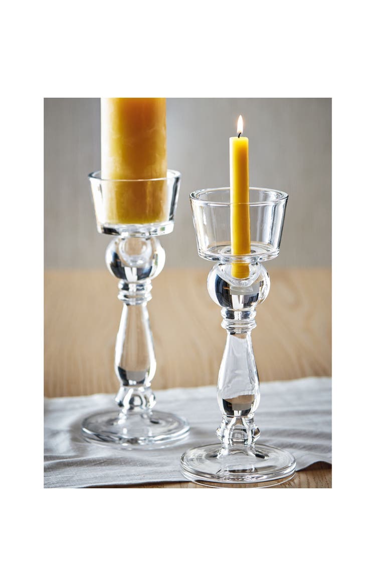 Clarity Clear Glass Reversible Candle Holder for Taper Pillar, Alternate, color, White