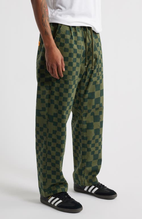 Service Works Printed Chef Pants In Olive Checker