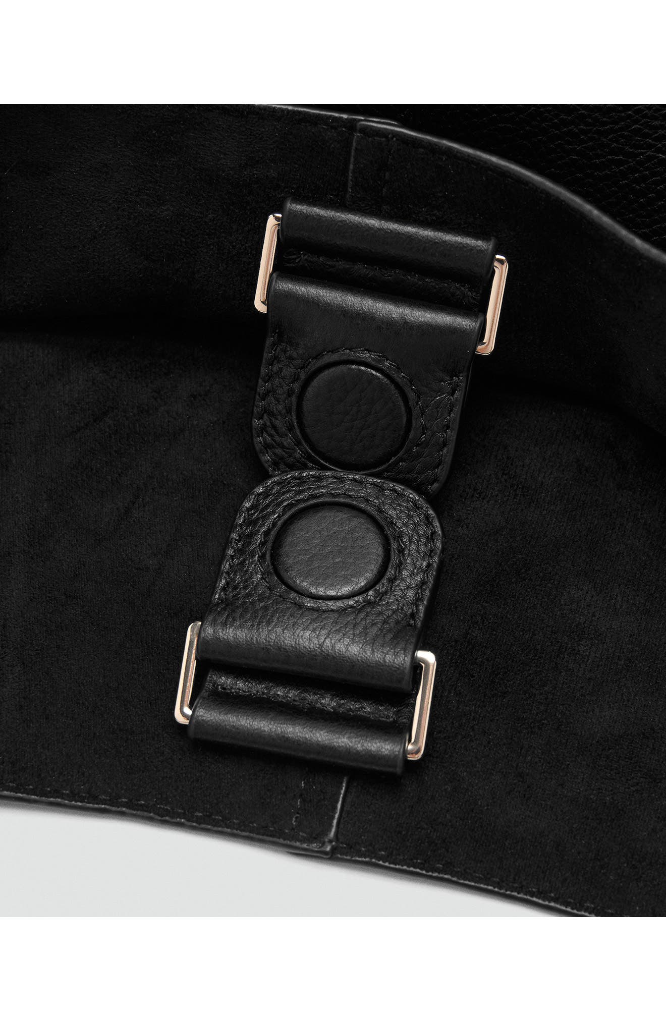 MANGO Leather Shoulder Bag, Alternate, color, Black