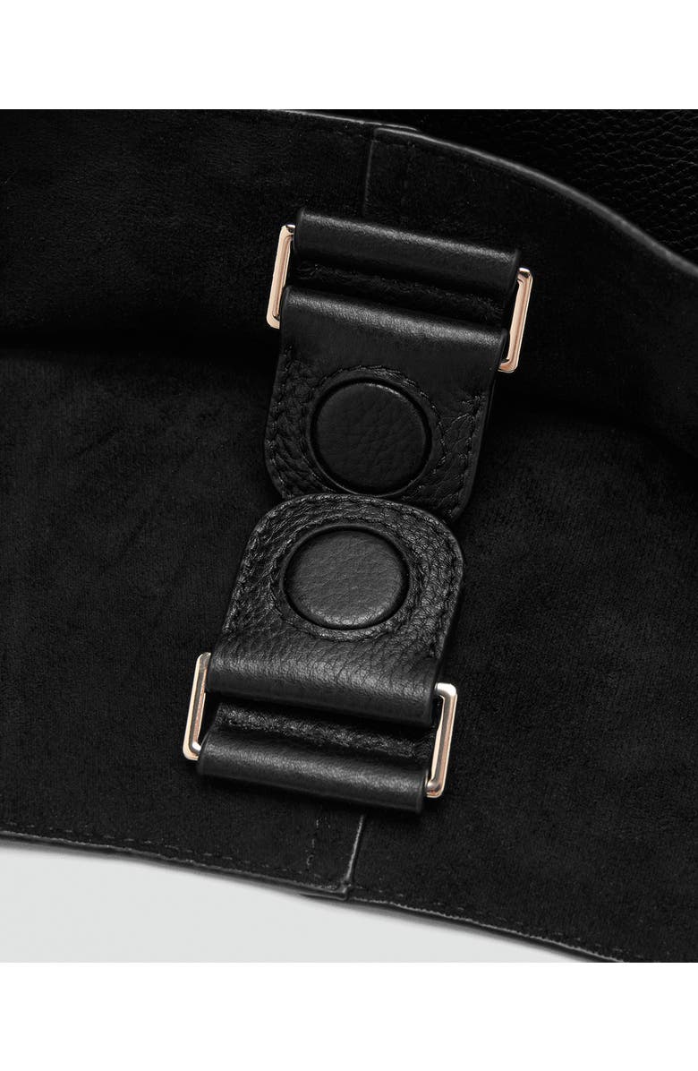 MANGO Leather Shoulder Bag, Alternate, color, Black