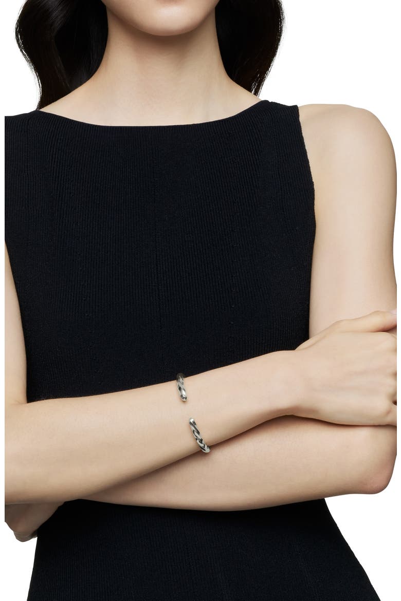 Cable Edge Cuff Bracelet in Recycled Sterling Silver, 5.5mm, Alternate, color, STERLING SILVER RECYCLED