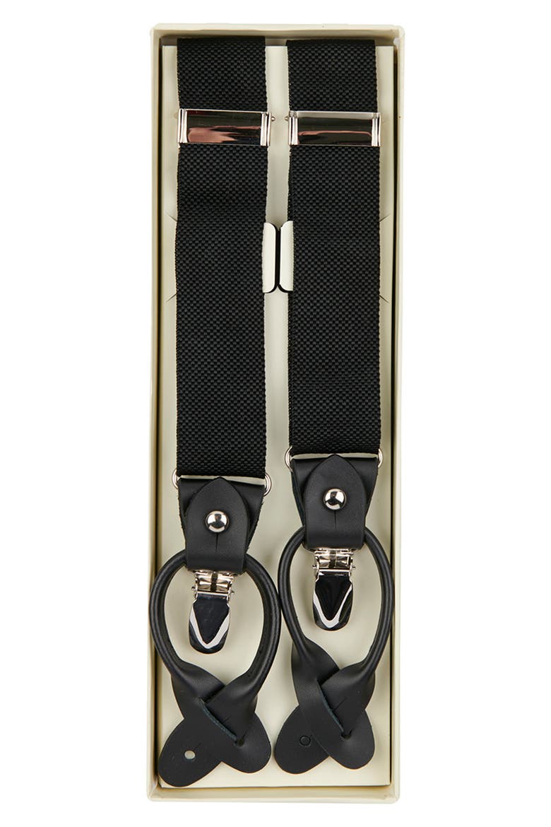 Men's Solid Web Adjustable Suspenders, Alternate, color, BLACK