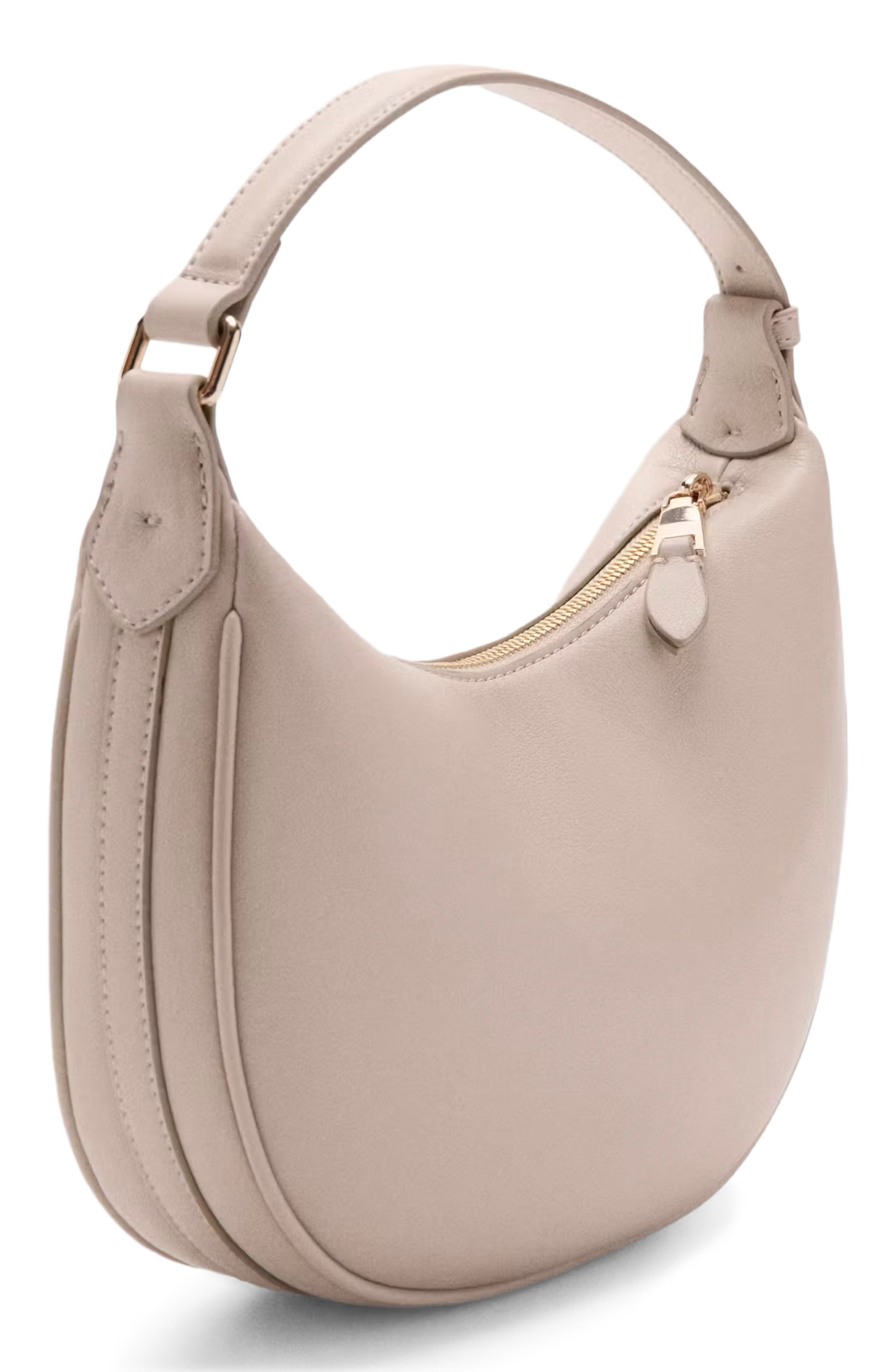 Oval Faux Leather Shoulder Bag, Alternate, color, OFF WHITE
