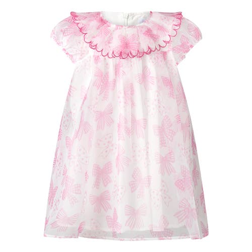 Rachel Riley Kids'  Bow Organza Dress In Pink