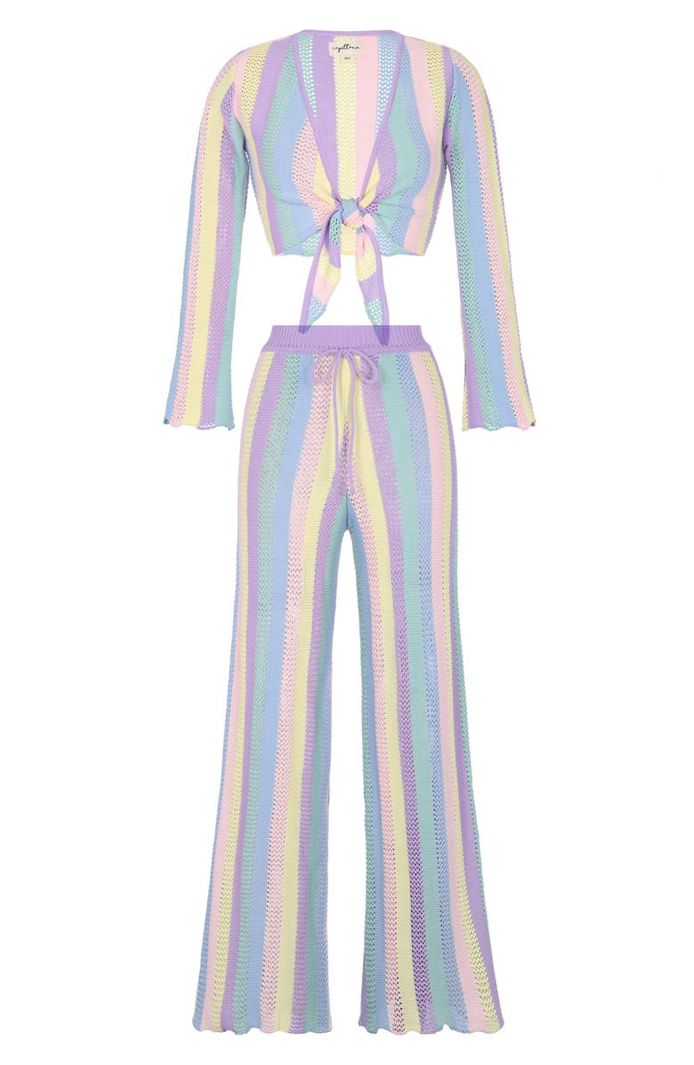 Capittana Paloma Stripe Openwork Crochet Cover-Up Pants, Alternate, color, 