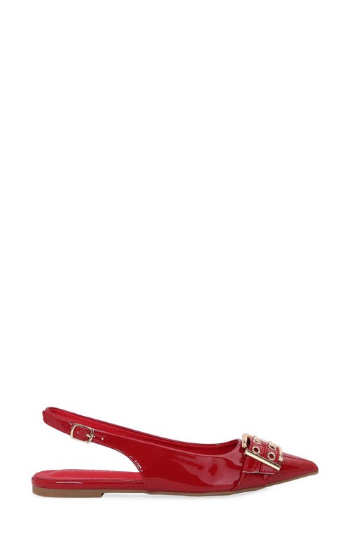 Berness Buckle Slingback Pointed Toe Flat In Red