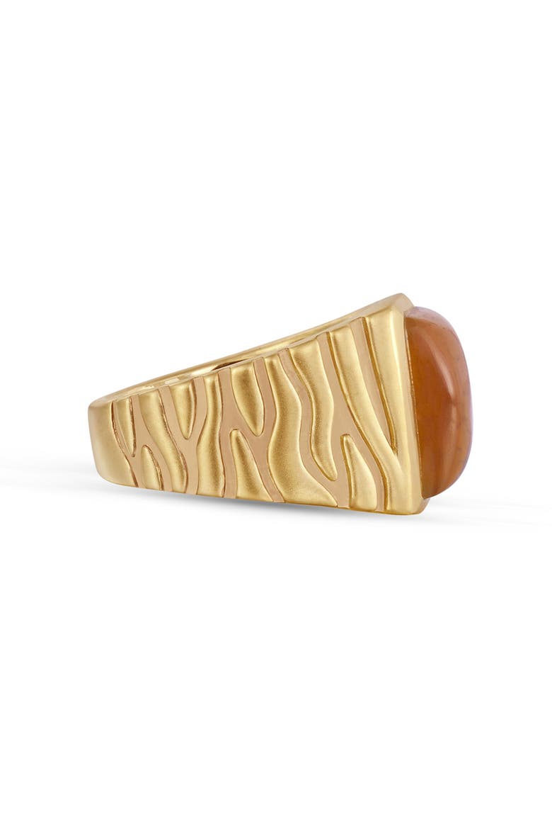 Cracked Agate Sterling Silver Men Signet Ring, Alternate, color, 14KT Gold Vermeil on Sterling