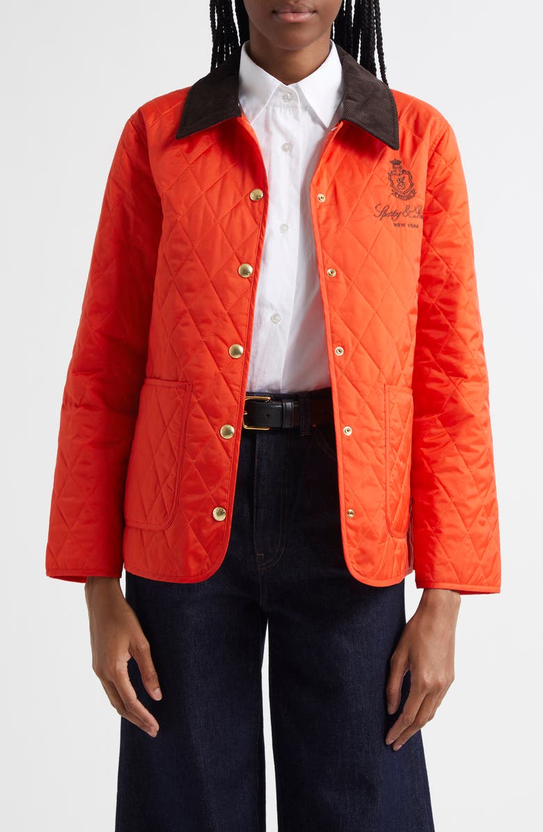 Sporty & Rich Vendome Quilted Nylon Jacket, Main, color, Squash