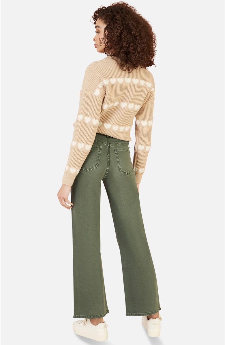 Yumi Stretch Canvas Wide Leg Jeans, Alternate, color, Green